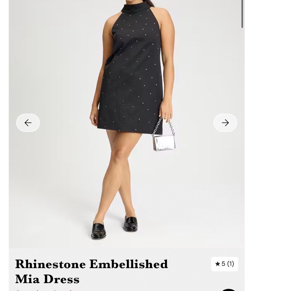 Kate Spade Rhinestone Embellished Mia Dress Black Bow Back Halter Neck